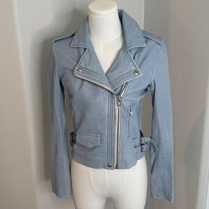 IRO PALE BLUE LEATHER JACKET